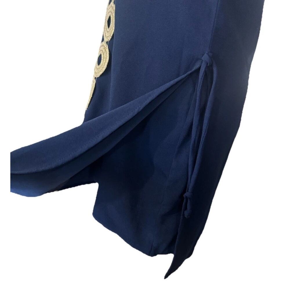 Lilly Pulitzer Sahar True Navy Gold Lace Detail Crepe Shift Dress Romper NEW 00 - Picture 11 of 15
